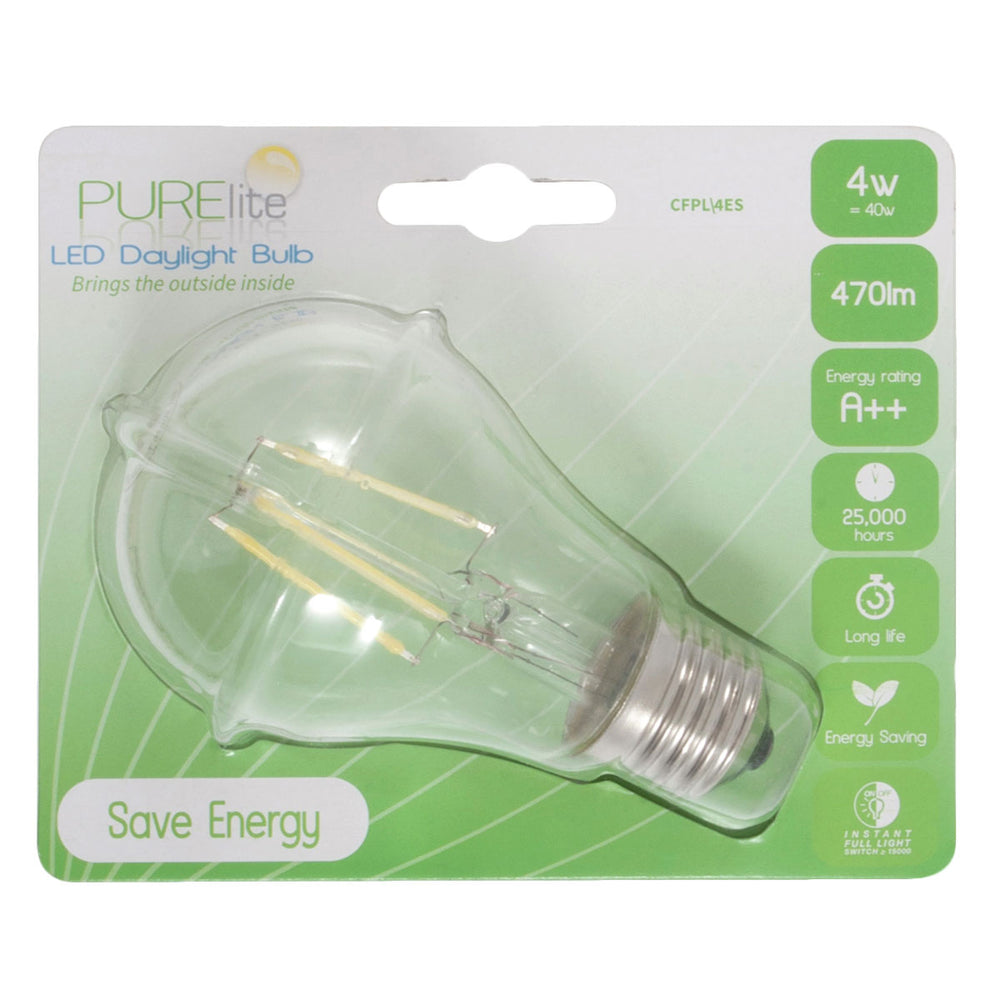 Purelite Purelite Energy Saving Natural Daylight Bulb. 4W. Edison Screw. – Sew ...